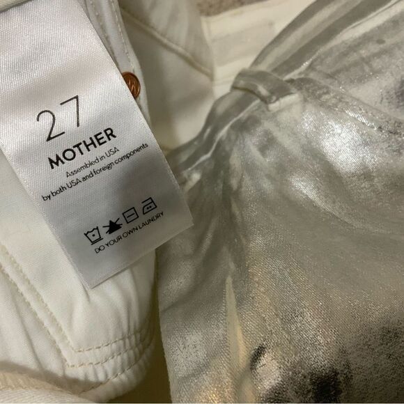 MOTHER High Waisted Looker Ankle Women’s Jeans in Silver Linings Sparkle Size 27 - Picture 11 of 11